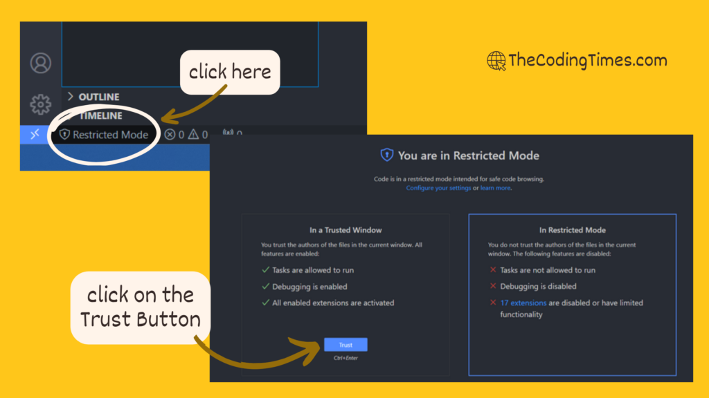 how to disable restricted mode on vs code